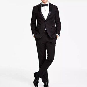 Kenneth Cole Reaction Mens Black Tuxedo 2 pc Suit Slim Fit Black 48R 42W E02138
